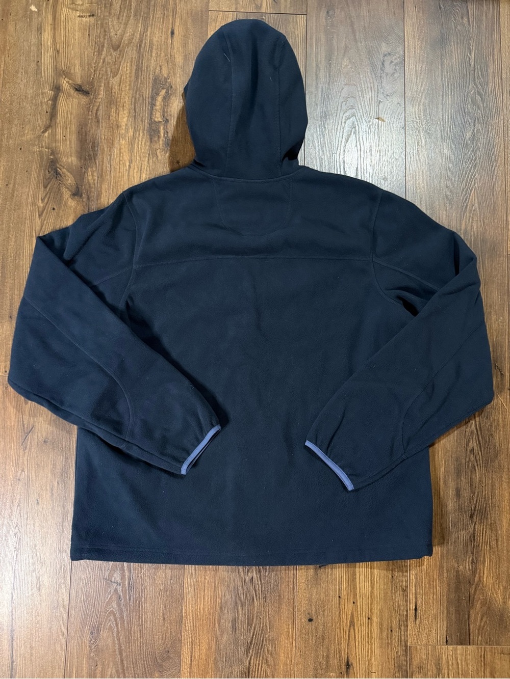 L.L.Bean Men’s Polartec Hooded Fleece Jacket Full Zip Navy Blue Large - Picture 9 of 13